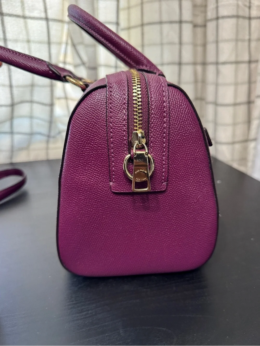 Coach Rowan Leather Satchel Black Cherrry